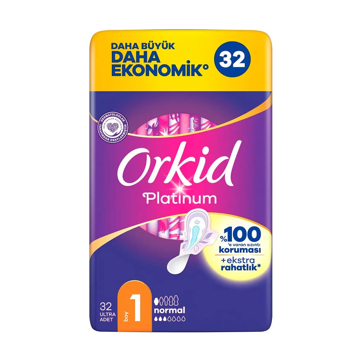 Orkid فوط أوركيد بلاتينيوم الصحية العادية (المقاس 1) 32 قطعة