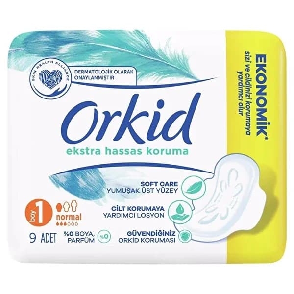 Orkid فوط أوركيد الصحية فائقة الحساسية 9 قطع، خالية من العطور