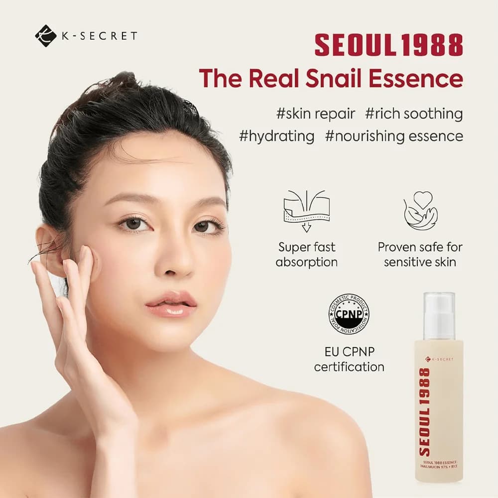 K-SECRET سيروم بخلاصة موسين الحلزون 97٪ + الأرز سيول 1988 من كي سيكرت 100 مل