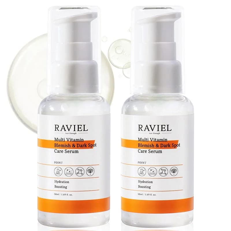 Raviel سيروم رافيل متعدد الفيتامينات للعناية بالبقع الداكنة، 2 × 50 مل