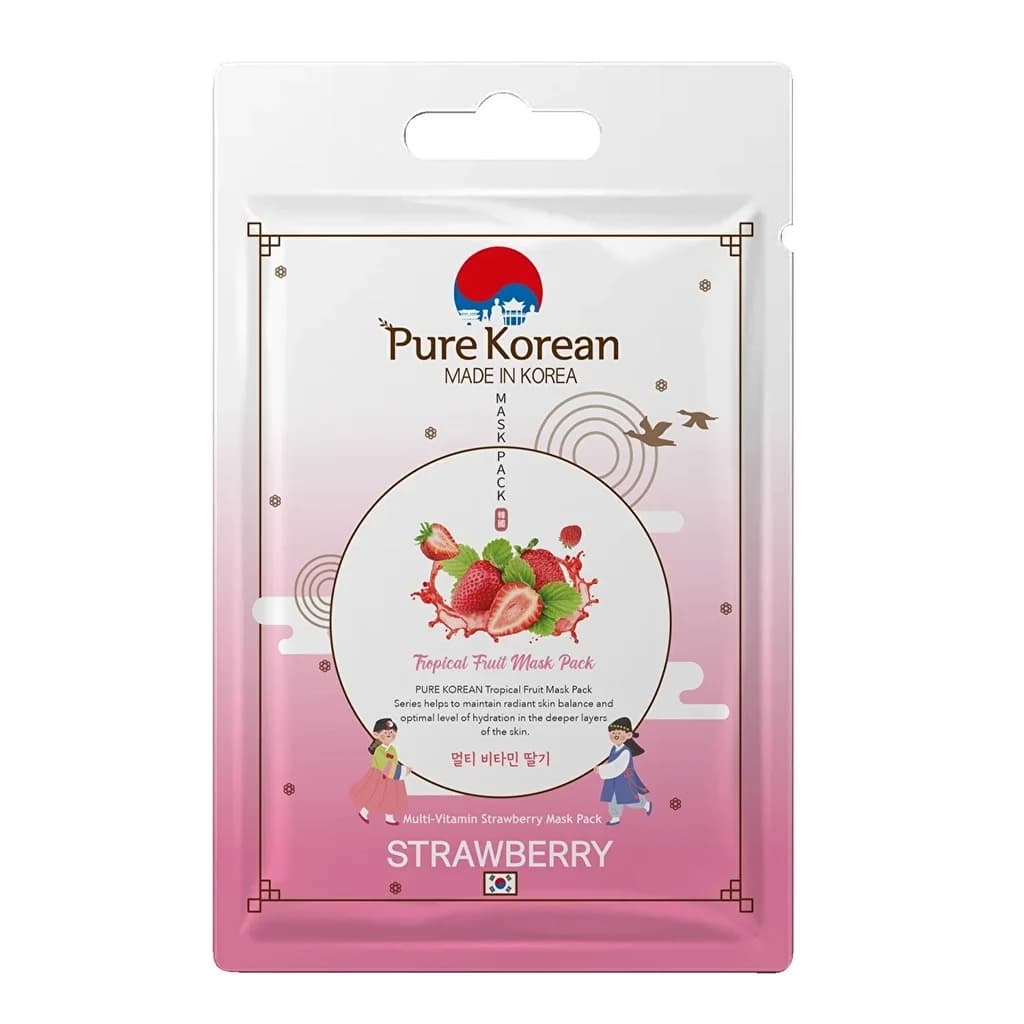 Pure Korean قناع الوجه الكوري الخالص متعدد الفيتامينات بنكهة الفراولة