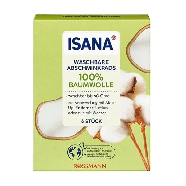 Isana أقراص قطنية قابلة للغسل من إيزانا، 6 قطع، 6 قطع