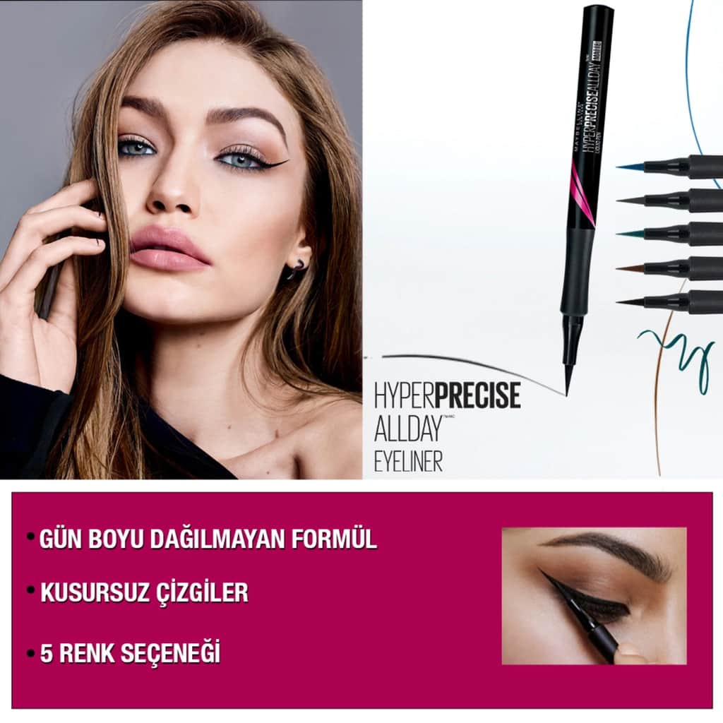 Maybelline محدد عيون مايبيلين هايبر بريسايز أول داي أسود مطفي يدوم ٢٤ ساعة
