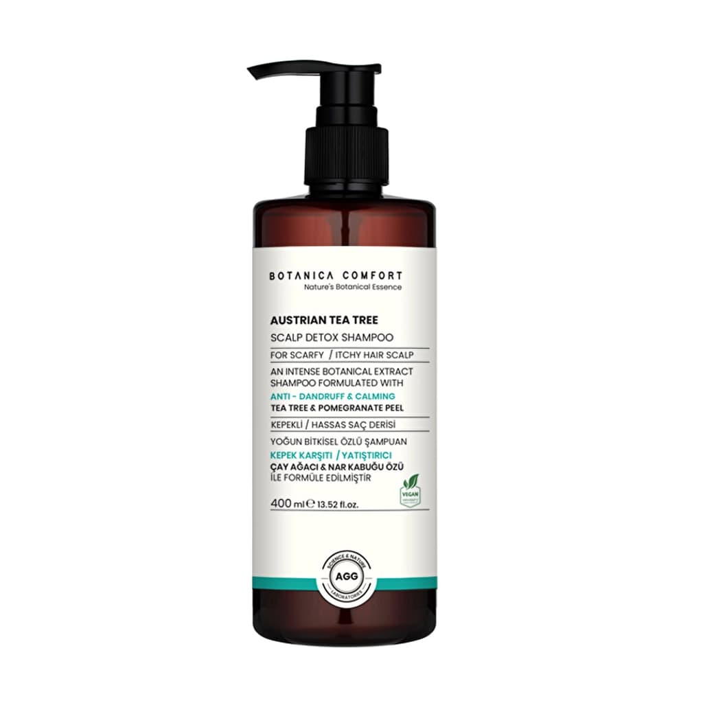 Botanica Comfort شامبو بوتانيكا كومفورت النمساوي لإزالة السموم من فروة الرأس بخلاصة شجرة الشاي 400 مل