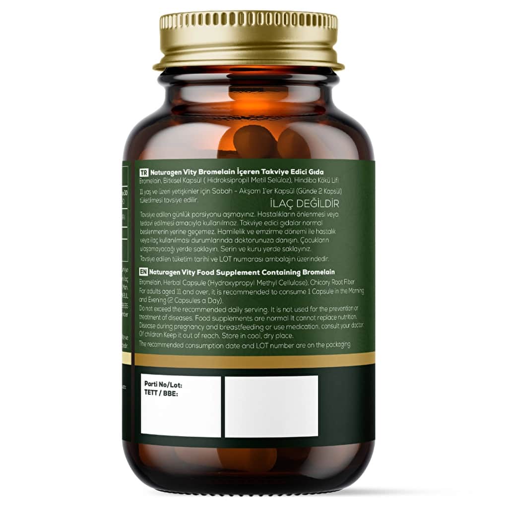 Naturagen ناتوراجين فيتي بروميلين نباتي ١٠٠٠ ملغ دعم الجهاز الهضمي والمفاصل