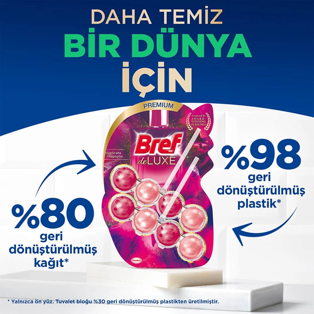 Bref بريف باور أكتيف، كتلة مرحاض صلبة برائحة الماغنوليا، 250 دورة تدفق