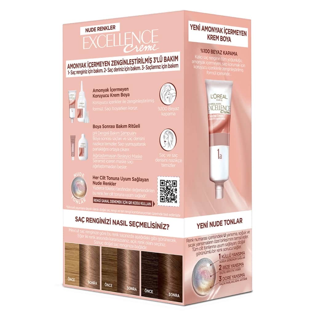 صبغة شعر لوريال باريس إكسلنس نود داكنة شقراء 6U 1 قطعة L'Oreal Paris