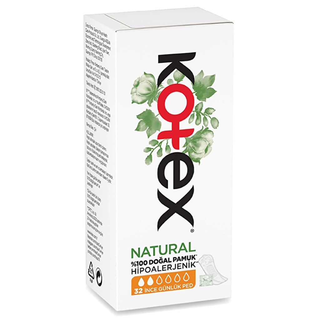 Kotex فوط كوتكس اليومية الرقيقة جدًا الطبيعية ٣٢ فوطة مضادة للحساسية