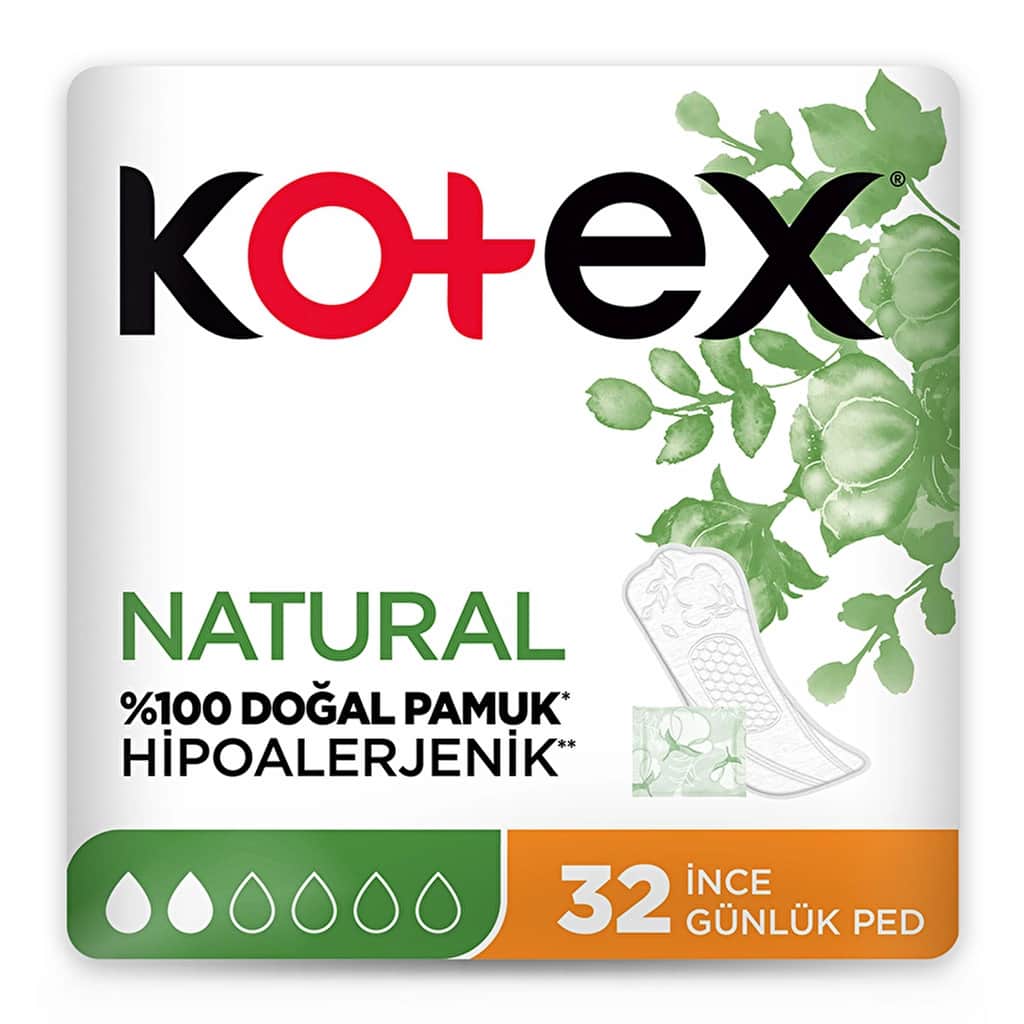 Kotex فوط كوتكس اليومية الرقيقة جدًا الطبيعية ٣٢ فوطة مضادة للحساسية