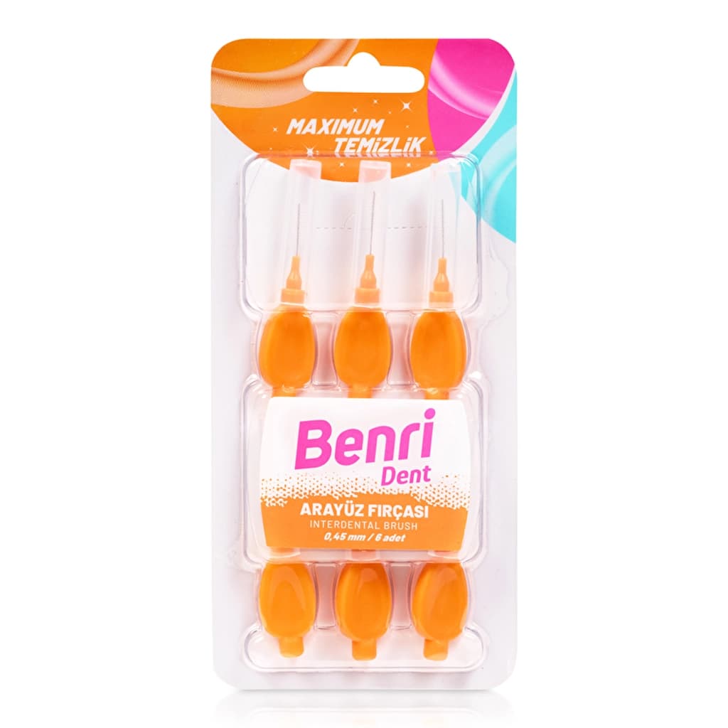 Benri Dent فرشاة بين الأسنان من بينري دنت، 0.45 مم عبوة من 6 قطع لتنظيف الأسنان