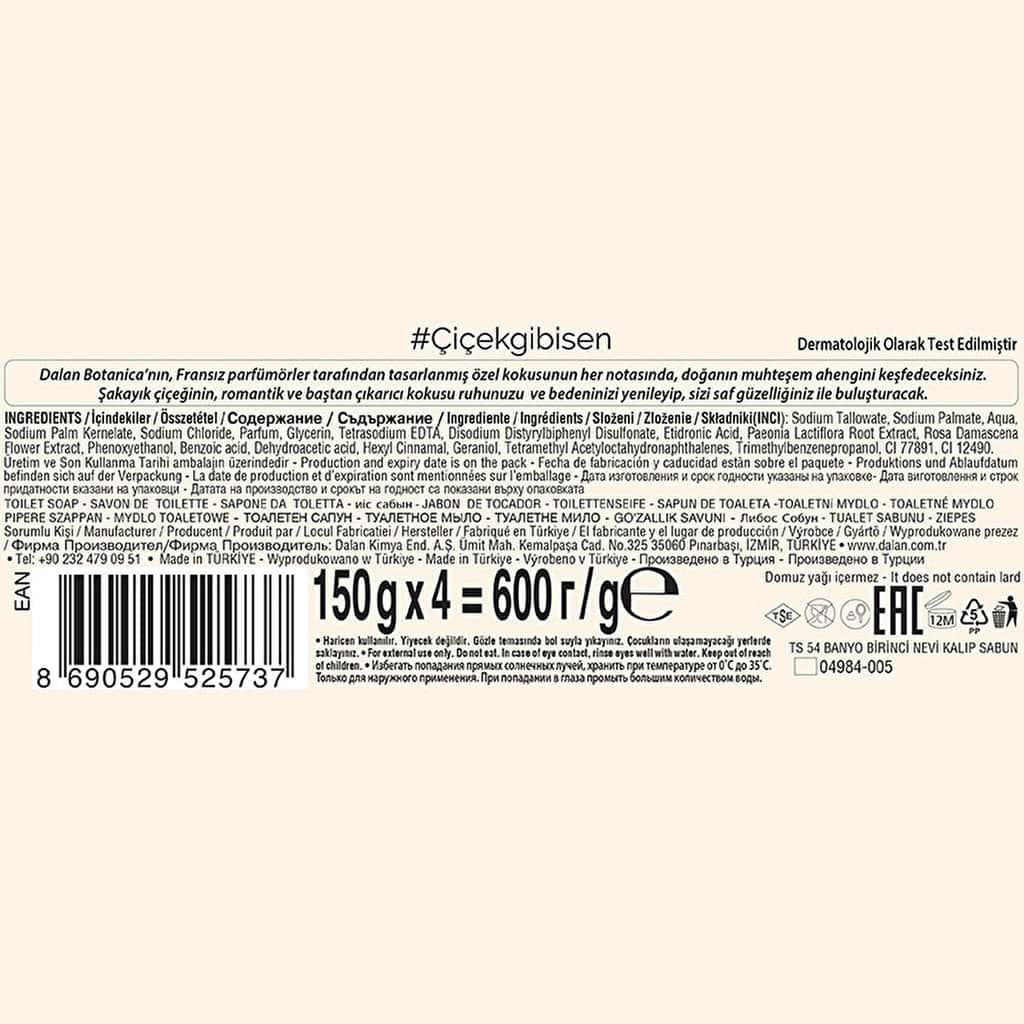 Dalan Botanica Peony Bath And Shower Soap 4 x 150 gr