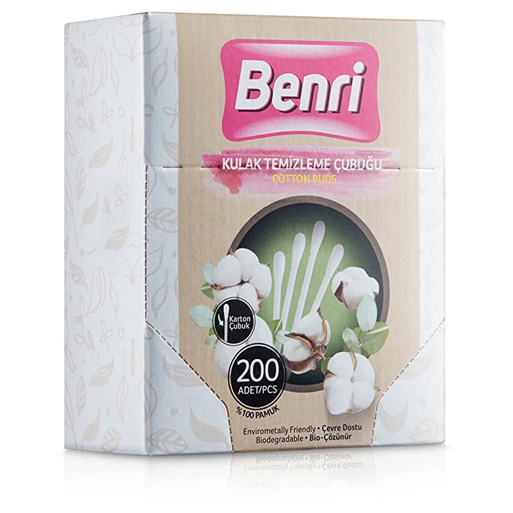 Benri أعواد تنظيف الأذن من بينري 200 قطعة