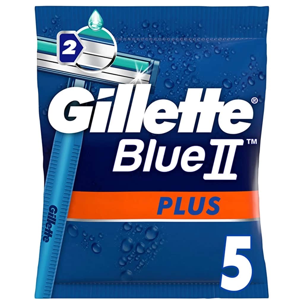 Gillette ماكينة حلاقة جيليت بلو 2 بلس للاستخدام مرة واحدة، 5 قطع