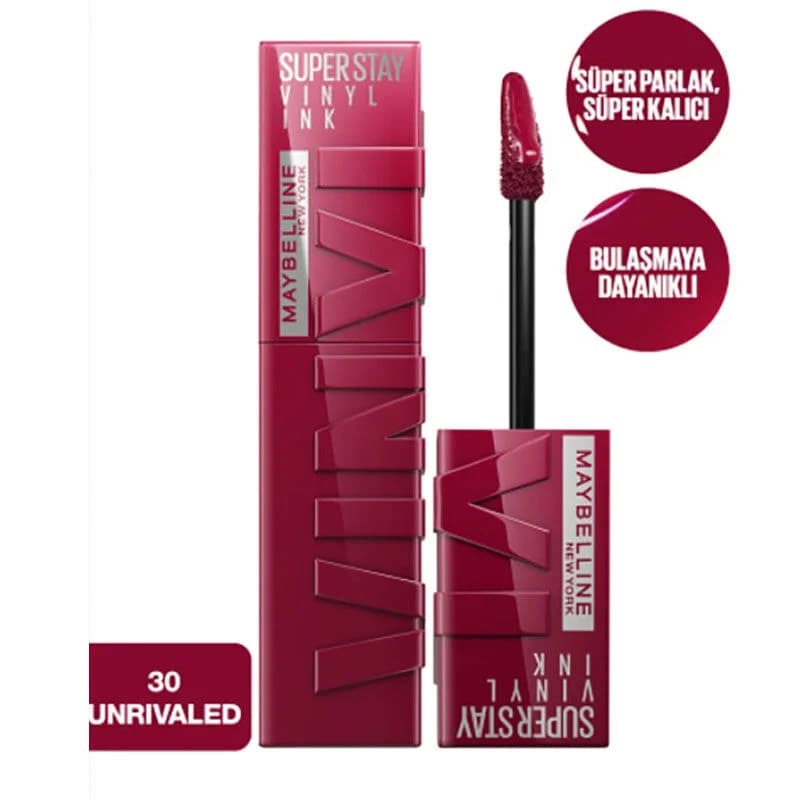 Maybelline أحمر شفاه سائل لامع سوبر ستاي فينيل إنك من مايبيلين نيويورك 30 لا مثيل له