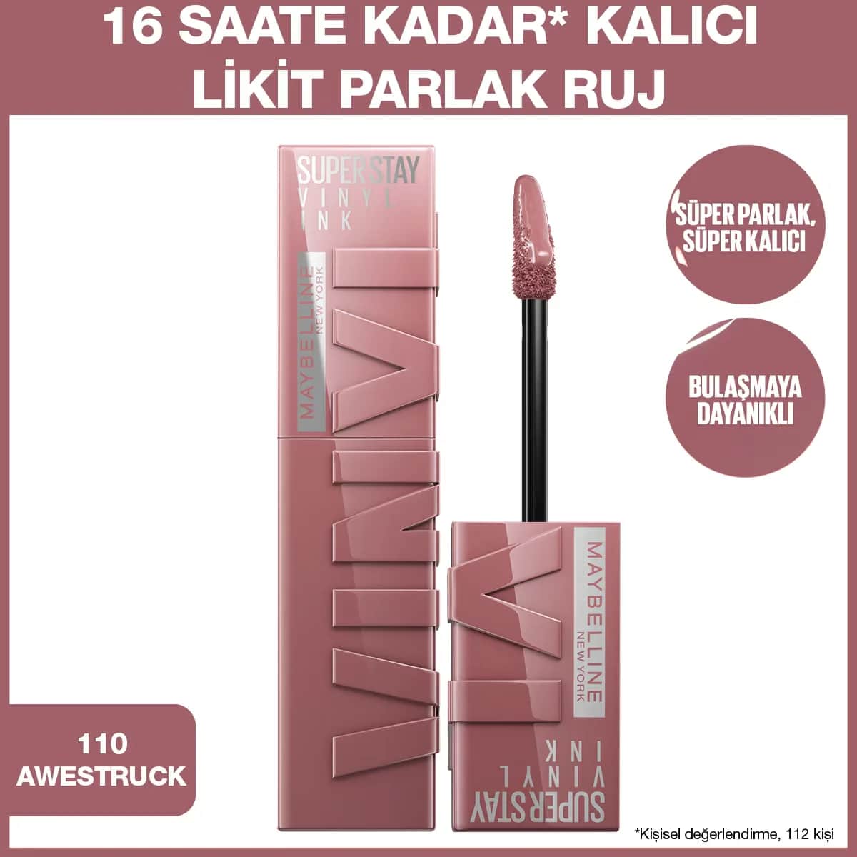 Maybelline أحمر شفاه سائل لامع سوبر ستاي فينيل إنك من مايبيلين نيويورك 110 أوستراك