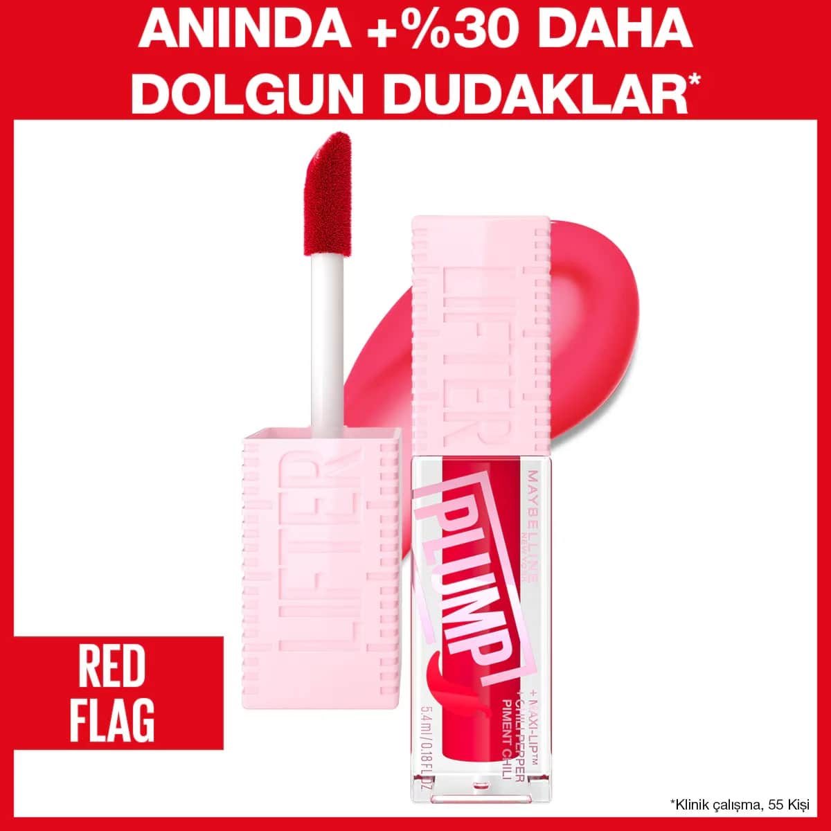 Maybelline Lifter Plump Lip Gloss 004 red Flag 5.4 ml