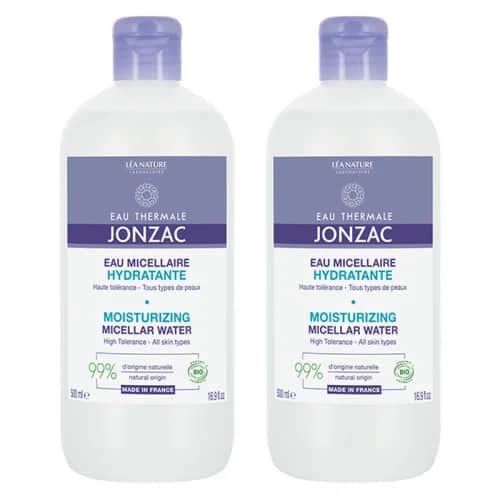 Eau Thermale Jonzac ماء ميسيلار عضوي مرطب ومنظف من جونزاك، 2 × 500 مل