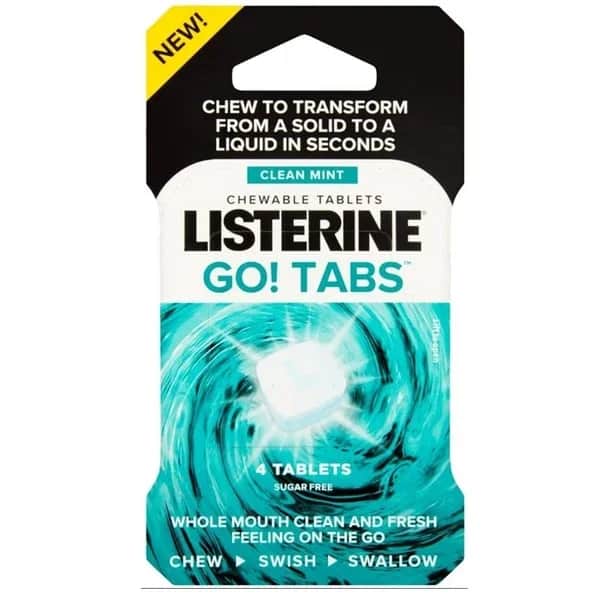 Listerine أقراص ليسترين جو تابس بنكهة النعناع المنعش قابلة للمضغ، عبوة من 4 قطع