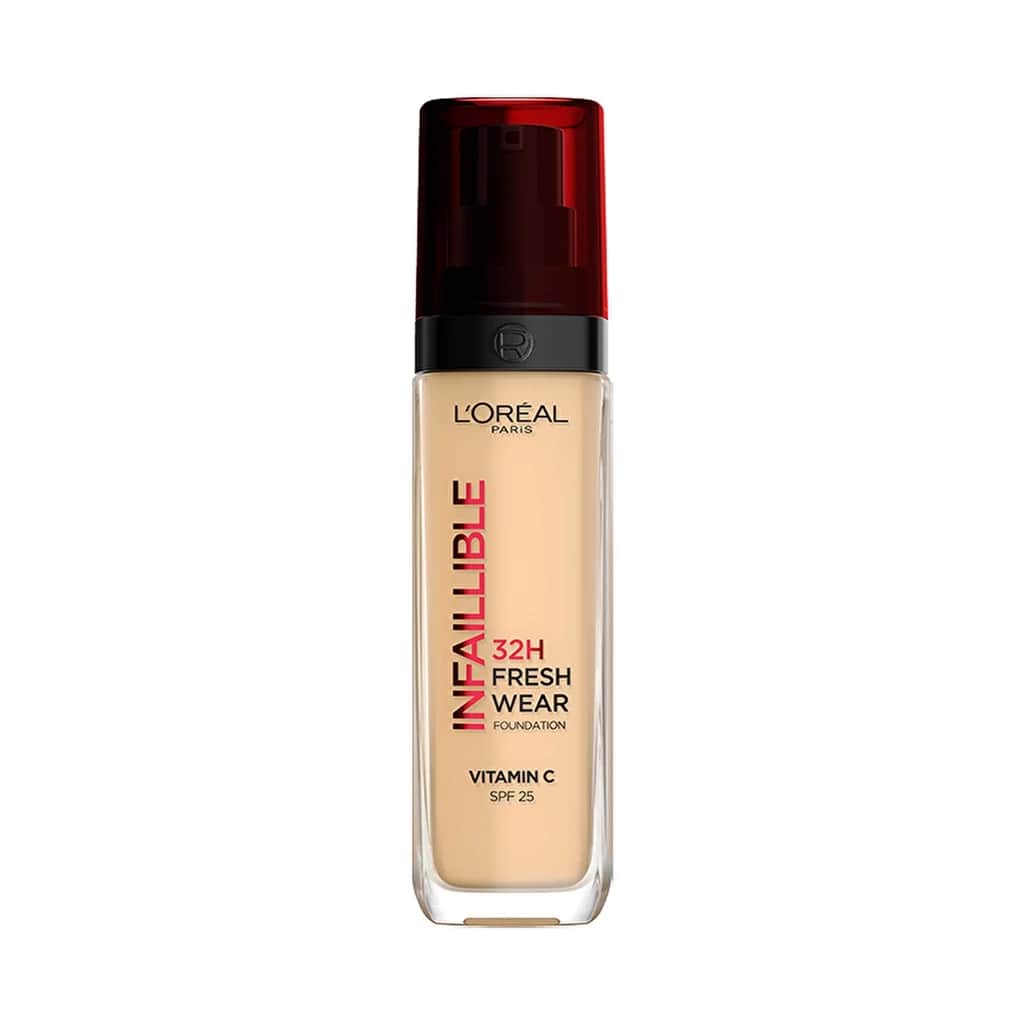 L'Oreal Paris كريم أساس إنفيليبل من لوريال باريس يدوم 32 ساعة، فريش وير بفيتامين سي، 125 روز طبيعي