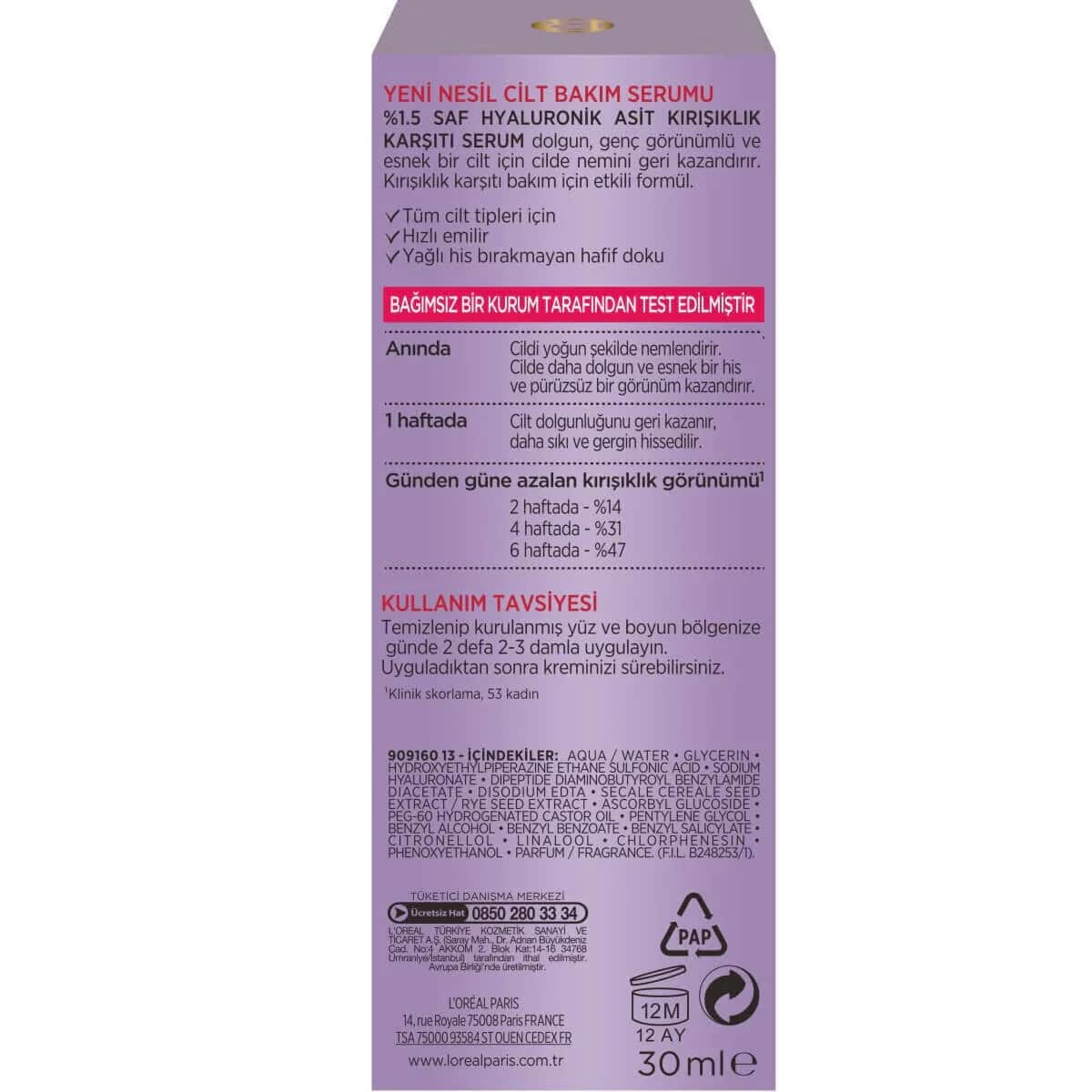L'Oréal Paris Revitalift Filler 1.5% Pure Hyaluronic Acid Anti-wrinkle Serum 30 ml