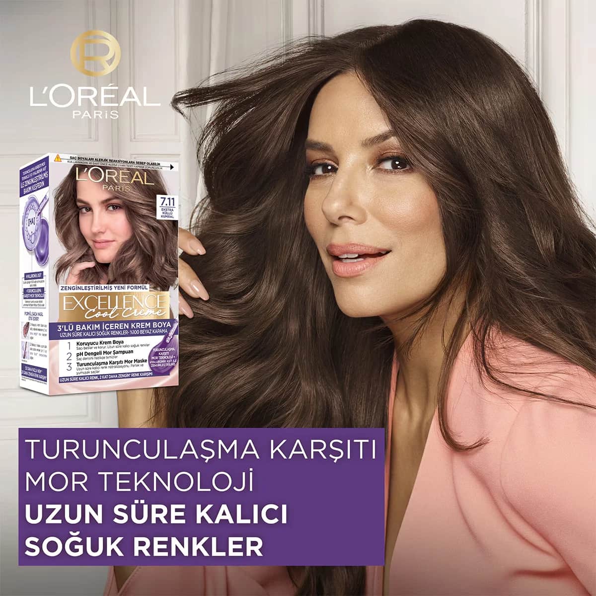 L'Oreal Paris صبغة شعر لوريال باريس إكسلنس كول كريم 8.11 أشقر رمادي إضافي