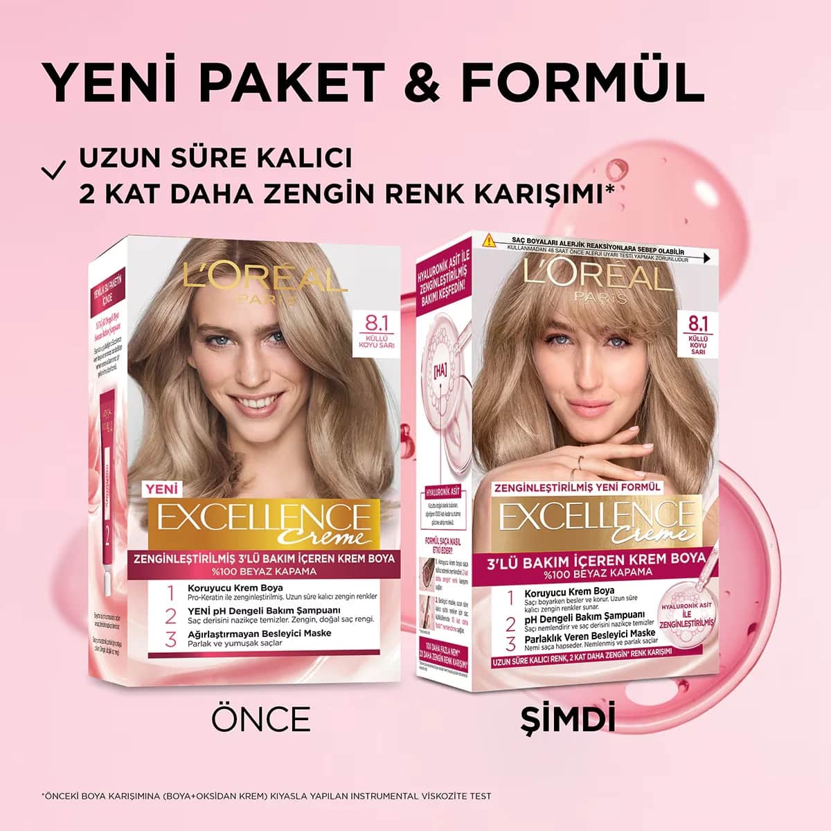 L'Oreal Paris صبغة شعر لوريال باريس إكسلنس كريم 8.1 أشقر غامق رمادي