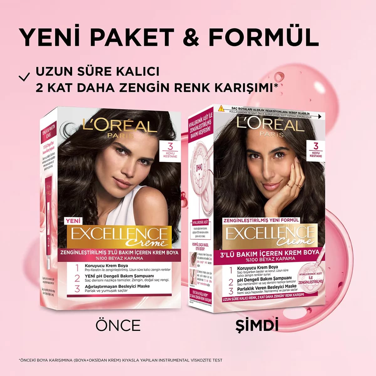 L'Oreal Paris صبغة شعر لوريال باريس إكسلنس كريم 3 كستنائي غامق