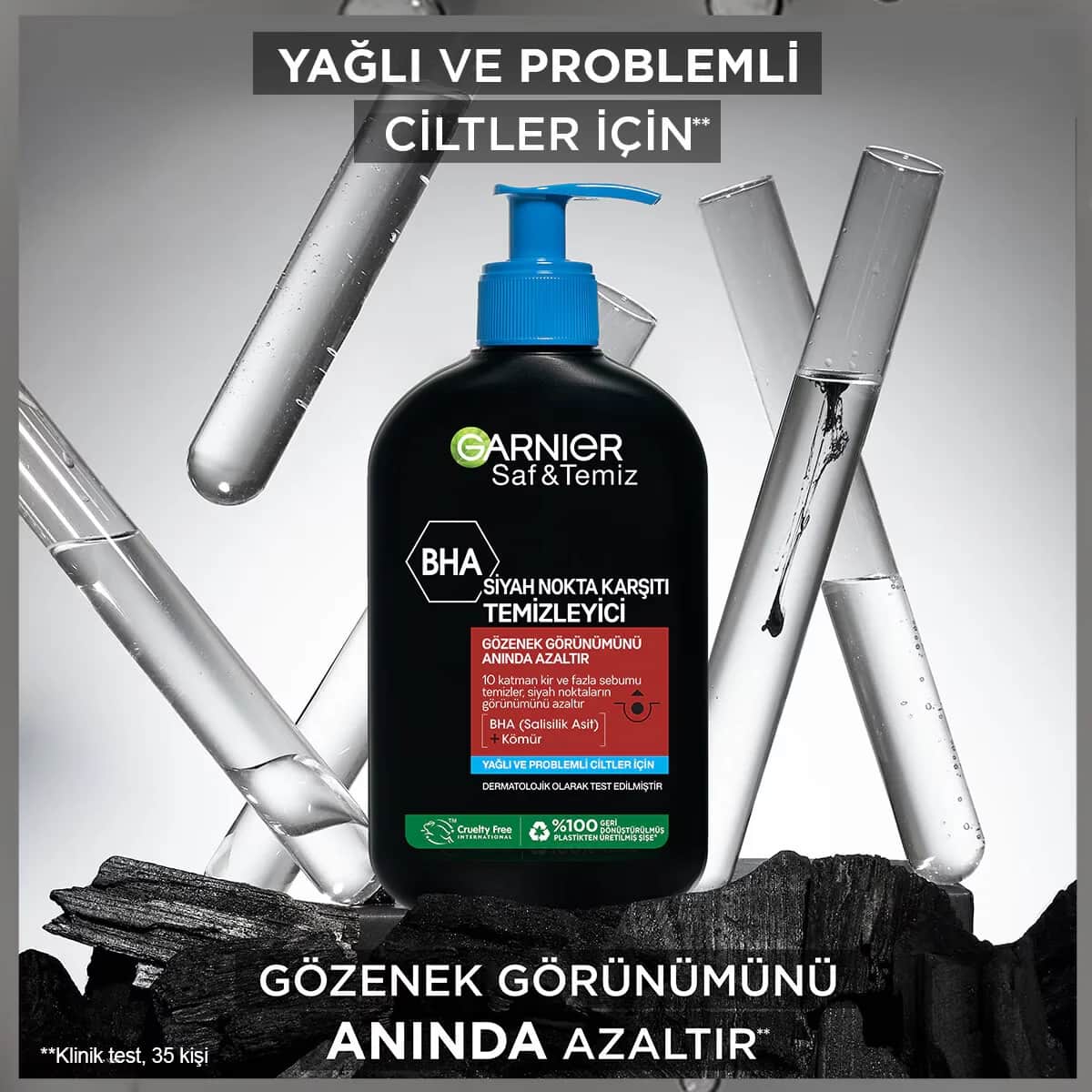 Garnier منظف غارنييه بيور آند كلين المضاد للرؤوس السوداء بحمض بيتا هيدروكسي 250 مل