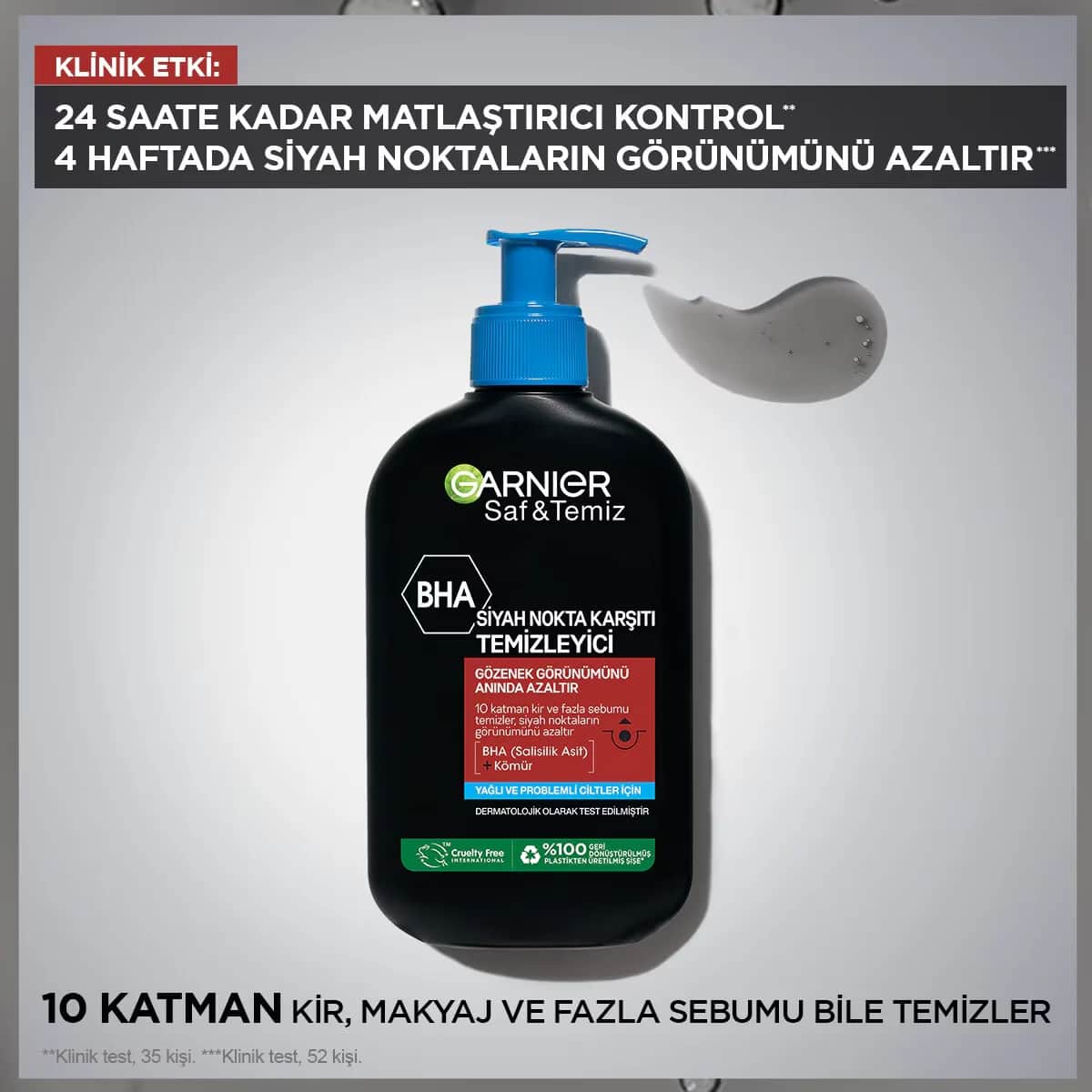 Garnier منظف غارنييه بيور آند كلين المضاد للرؤوس السوداء بحمض بيتا هيدروكسي 250 مل