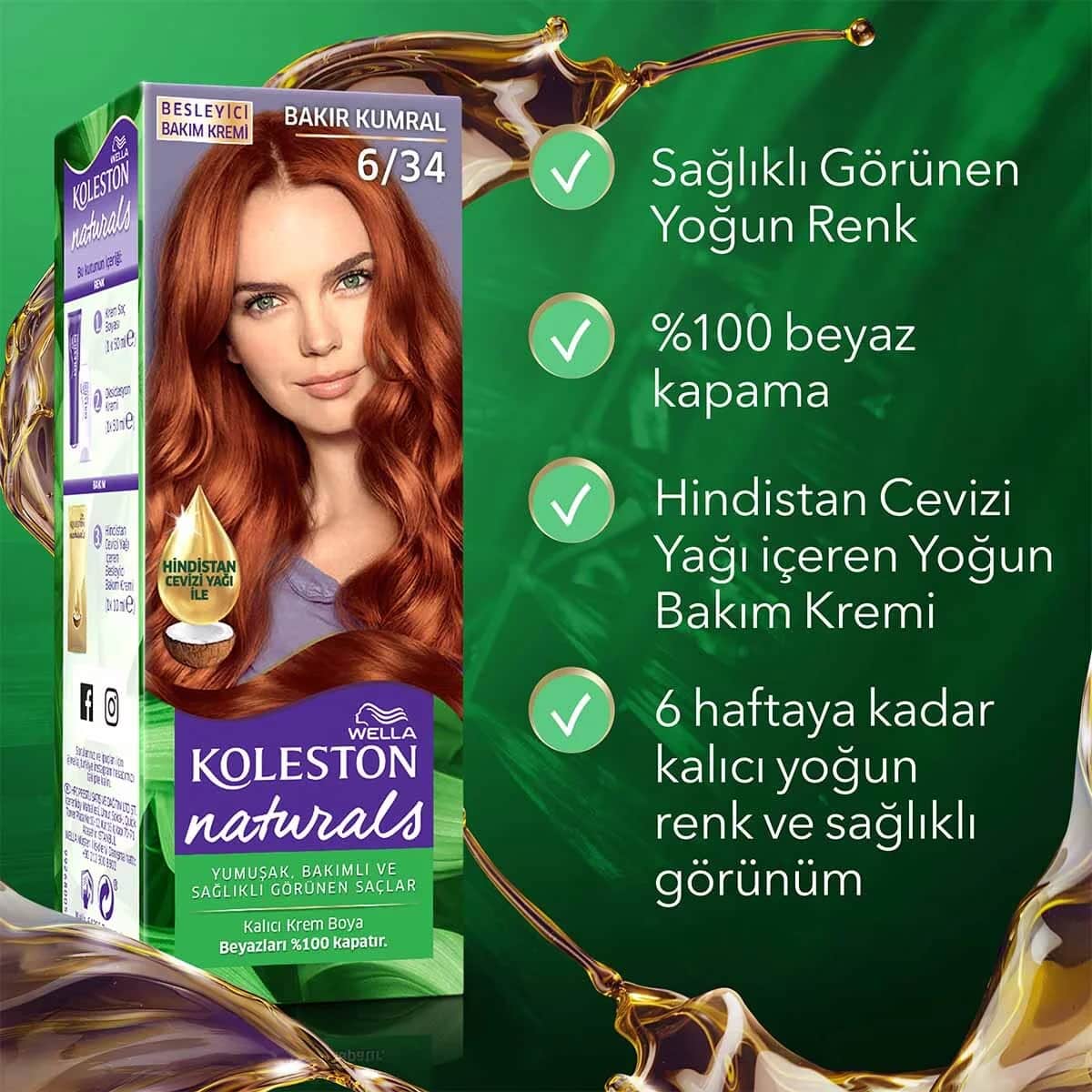 Wella Koleston صبغة شعر ويلا كولستون ناتشورالز نحاسي لامع 6/34