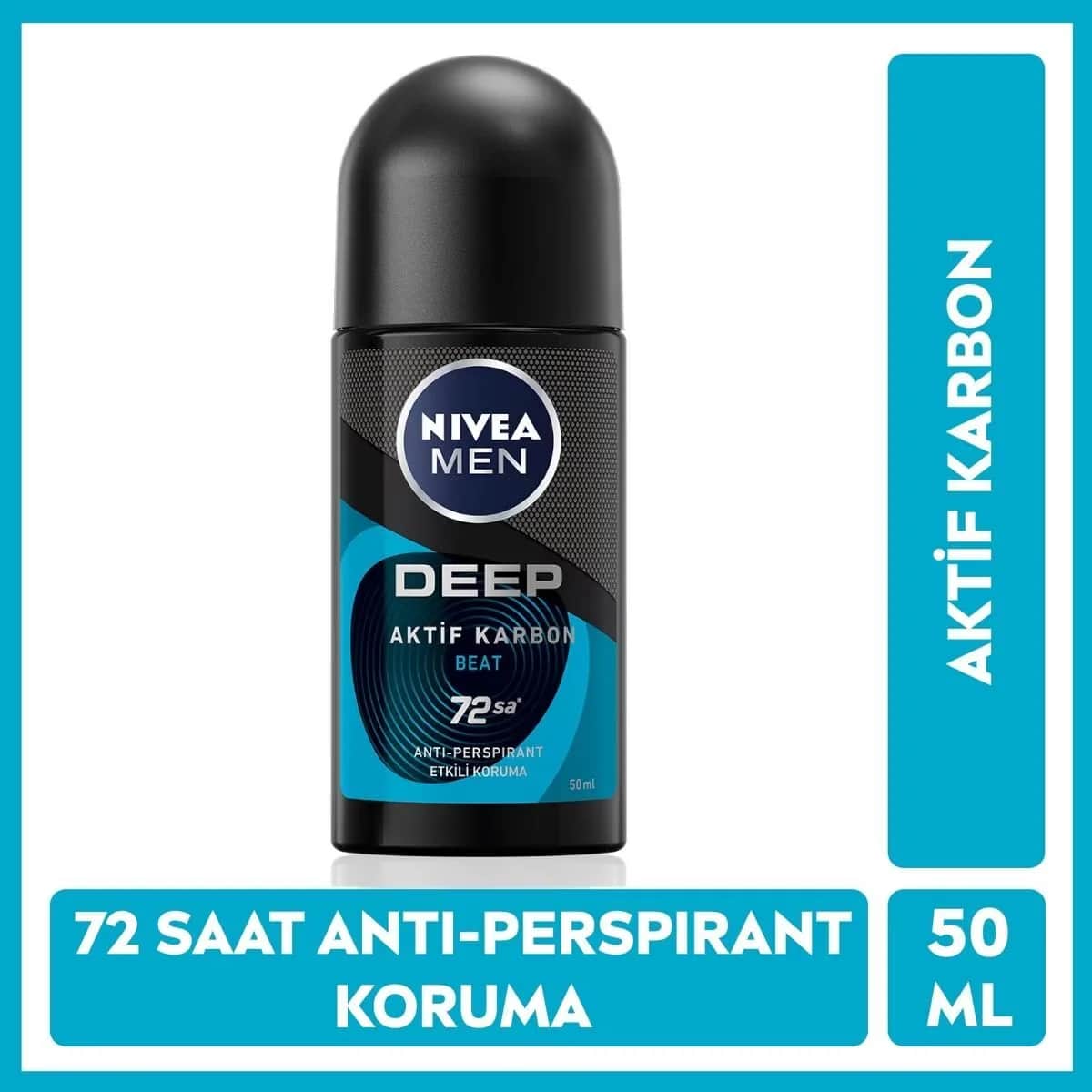NIVEA مزيل عرق نيفيا للرجال ديب بيت بلاك كاربون رول 50 مل