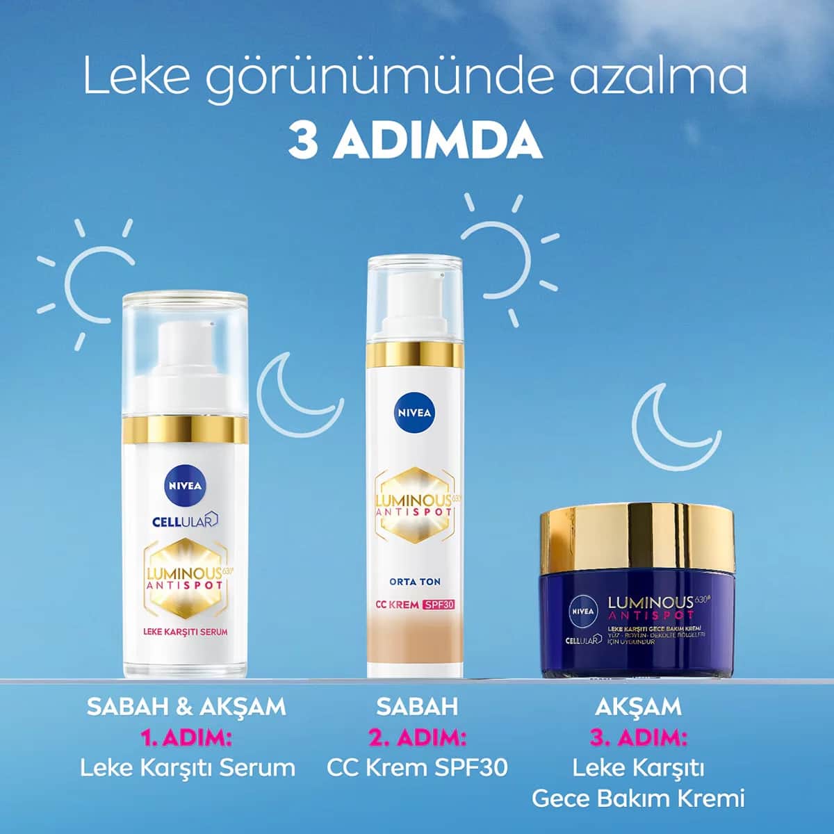NIVEA كريم نيفيا لومينوس 630 المضاد للبقع الداكنة سي سي للوجه بعامل حماية من الشمس 30، لون متوسط، 40 مل