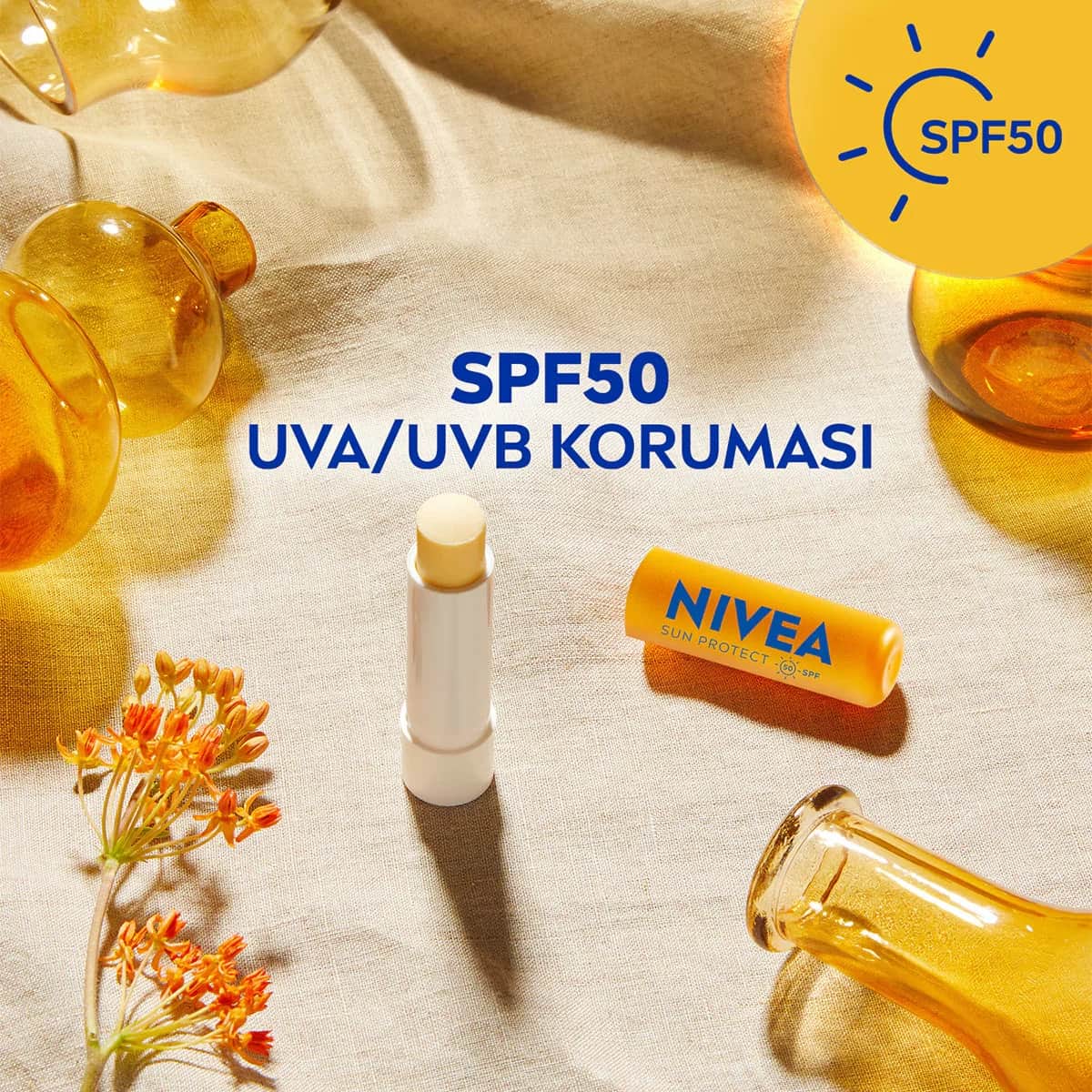 NIVEA مرطب شفاه نيفيا صن بعامل حماية 50+، 4.8 جم