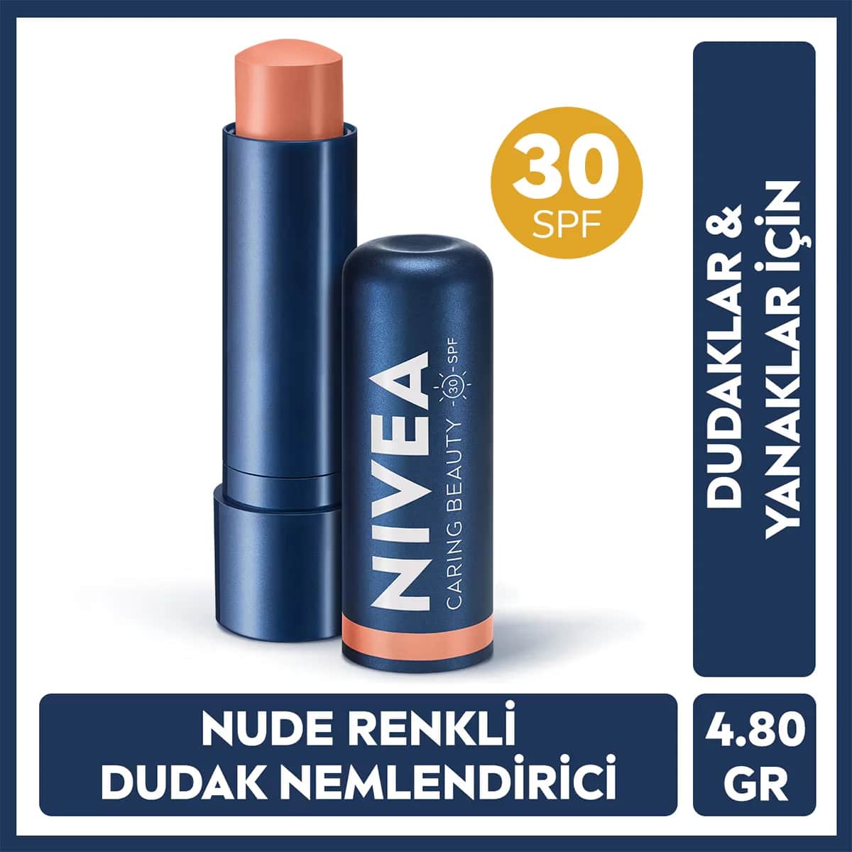 NIVEA كريم العناية بالشفاه من نيفيا كارينغ بيوتي نود بعامل حماية من الشمس 30، 4.8 غرام