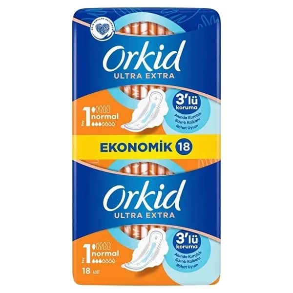 Orkid فوط أوركيد الصحية إيكو ألترا إكسترا العادية عبوة من 18 قطعة