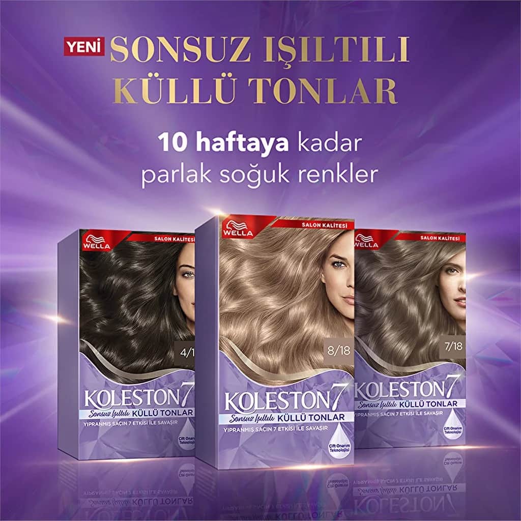 Wella Koleston مجموعة ويلا كوليستون 7 درجات لون أشقر رمادي لؤلؤي مضيء 7/18