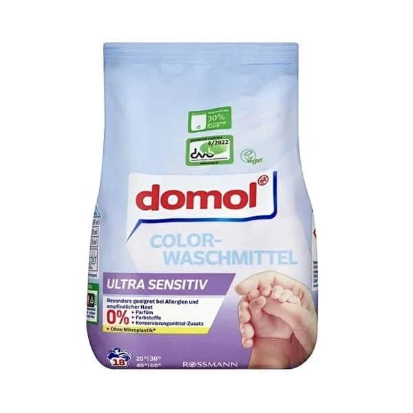 Domol مسحوق غسيل دومول، لون إيكو 18، غسيل فائق الحساسية، 1215 غرام