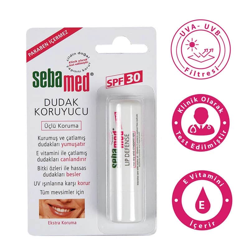 كريم شفاه ثلاثي التأثير SPF 30 بحجم 4.8 غرام من سيباميد Sebamed