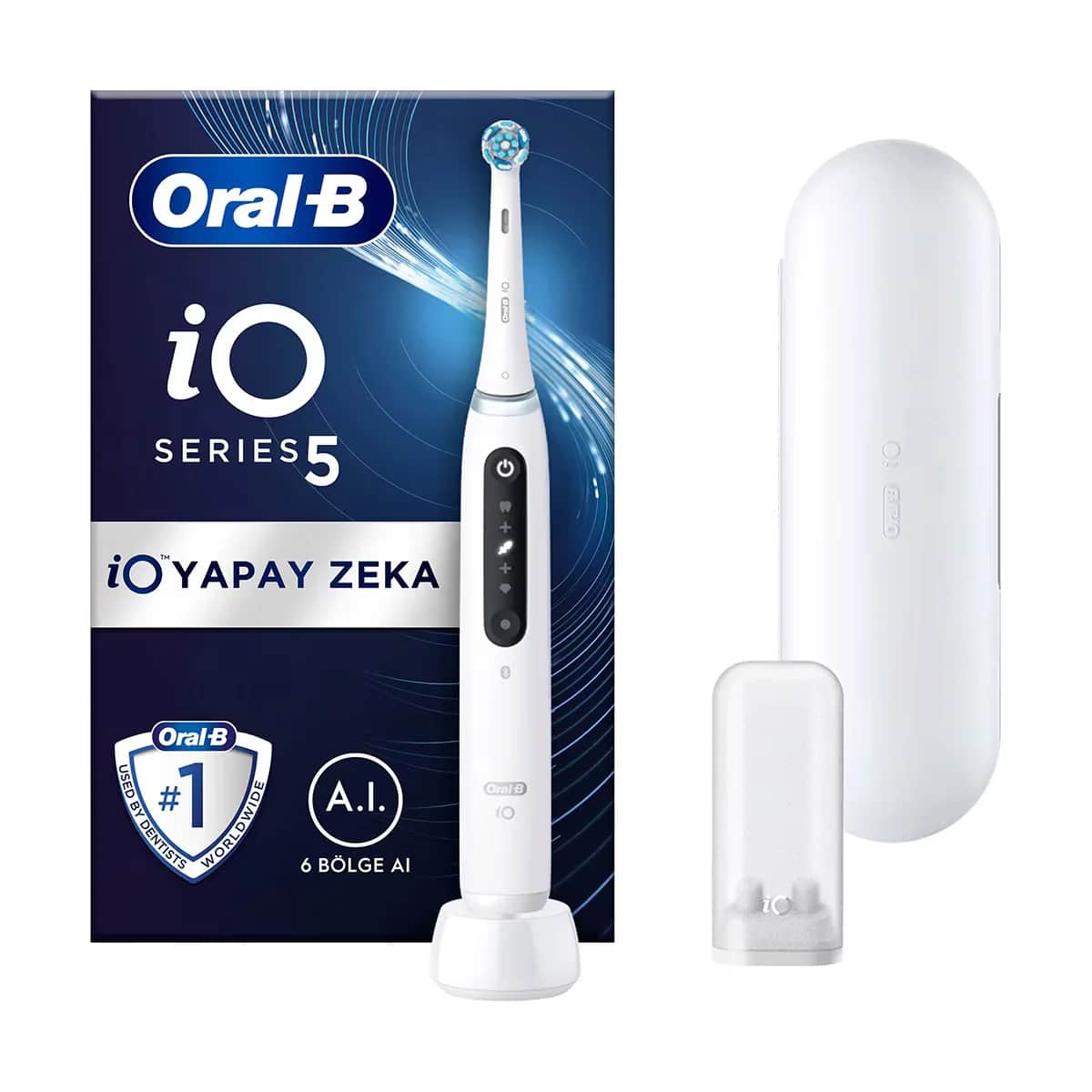 فرشاة أسنان قابلة للشحن بيضاء من أورال-بي Io5 Oral-B