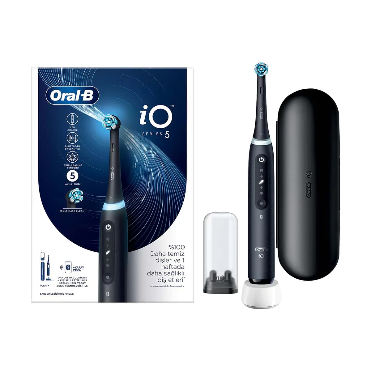 فرشاة أسنان قابلة للشحن باللون الأسود من أورال-بي Io5 Oral-B