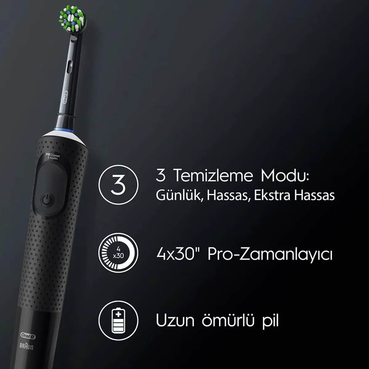Oral-B فرشاة أسنان أورال-بي فيتاليتي برو الكهربائية/القابلة لإعادة الشحن، عبوة من قطعتين باللونين الأسود والأرجواني
