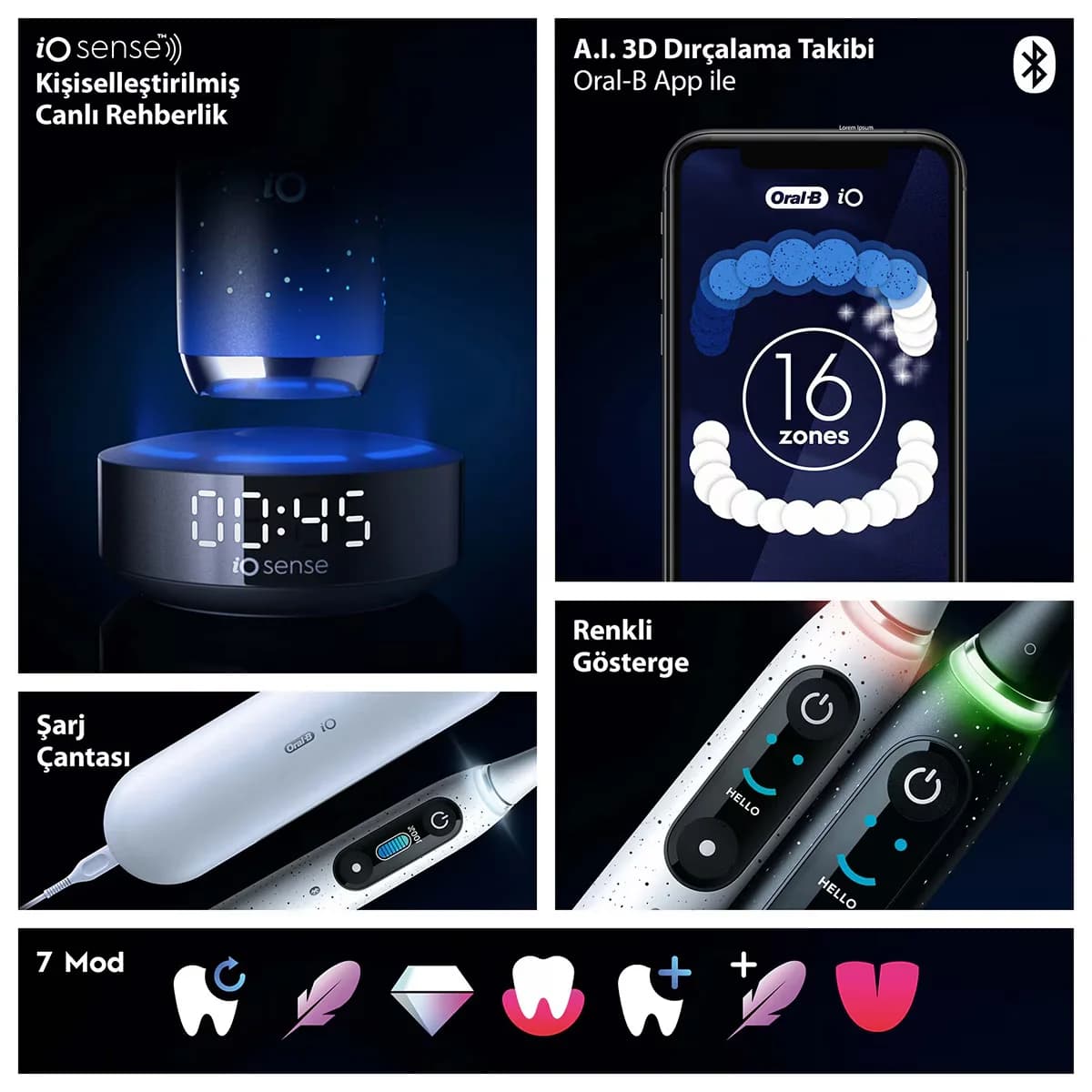 فرشاة أسنان قابلة لإعادة الشحن باللون الأسود من أورال-بي Io10 Oral-B