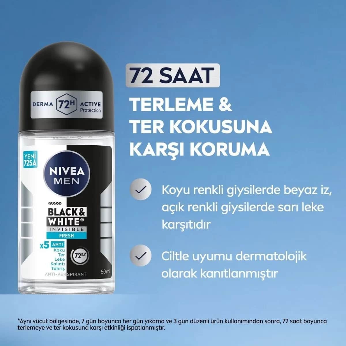 NIVEA نيفيا للرجال إنفيزيبل بلاك-وايت فريش رول أون 50 مل