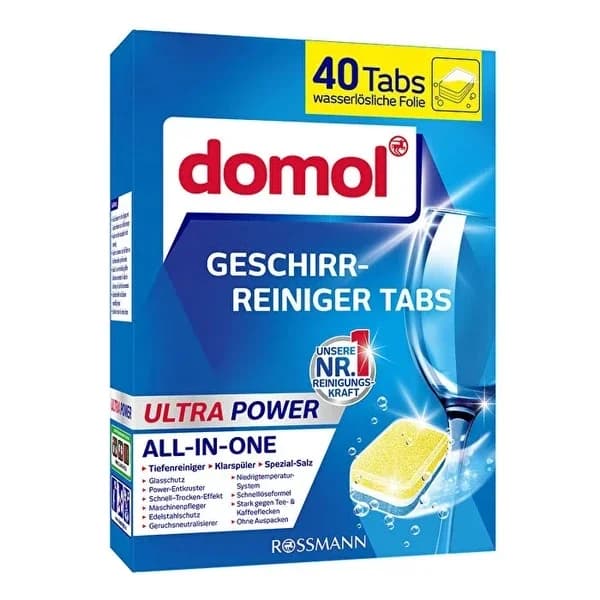 Domol أقراص دومول لغسالة الأطباق فائقة القوة 3 في 1، 40 قطعة