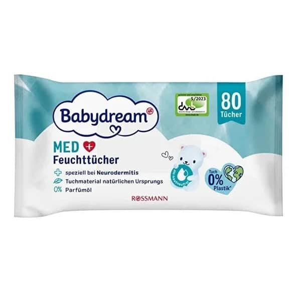 Babydream مناديل مبللة للأطفال من بيبي دريم، للبشرة الجافة والحساسة، مستخلص نبق البحر، 80 منديلًا