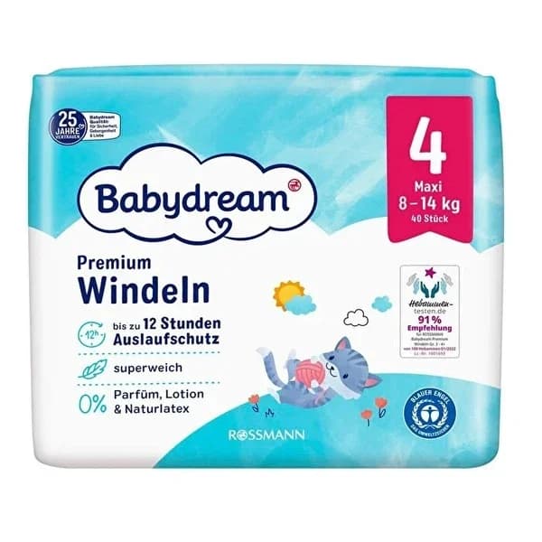 Babydream حفاضات بيبي دريم مقاس 4، 40 قطعة