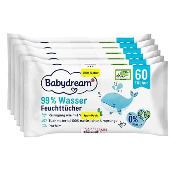 Babydream مناديل مبللة بيبي دريم 99% ماء 6 × 60