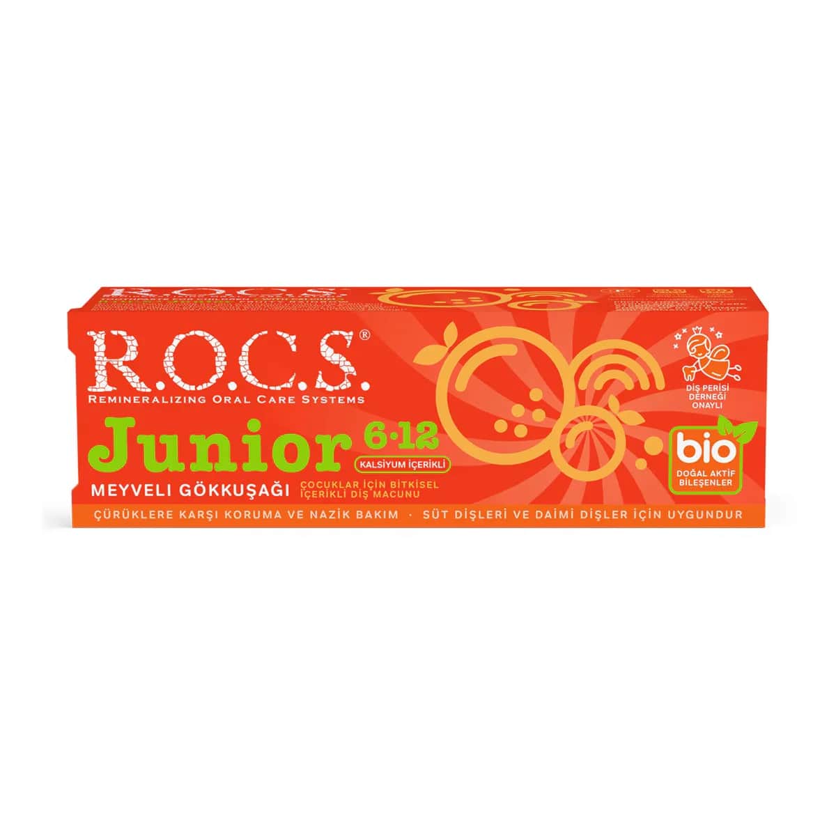 Rocs معجون أسنان روكس جونيور للأطفال من عمر 6 إلى 12 سنة (قوس قزح الفواكه) 60 مل