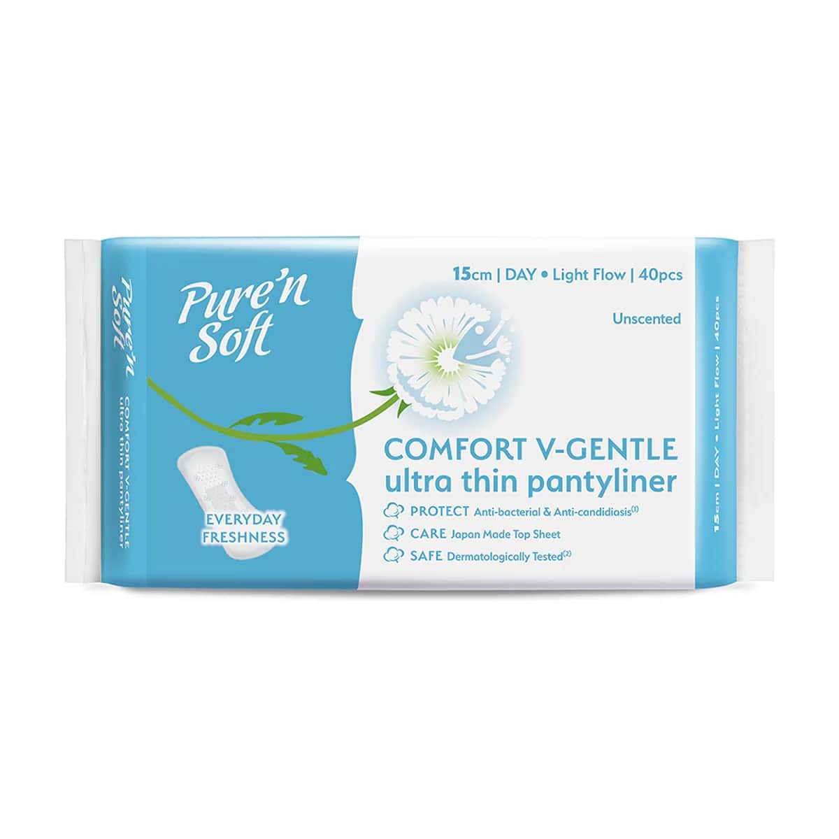 Pure'n Soft فوط صحية يومية بيور أند سوفت كومفورت الترا رفيعة بدون رائحة، 40 قطعة