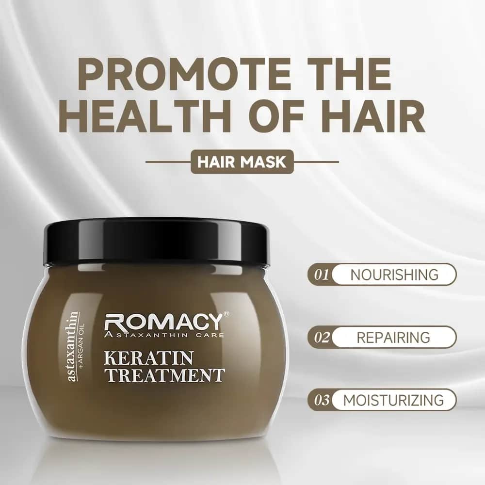 ROMACY ماسك علاجي بالكيراتين بزيت الأرجان المعزز بالأستازانتين من روماسي – 500 مل